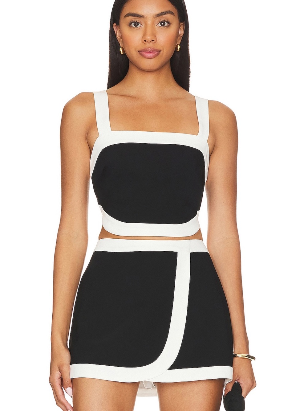Amanda uprichard Porsha black ivory crop top Medium M